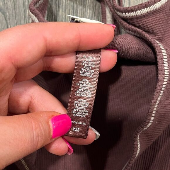 NWT Skims Ribbed Stretch Cotton Bodysuit Chocolate Size XXS - Picture 3 of 5